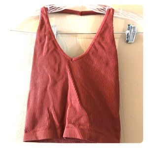 UO Rust Ribbed Crop Top